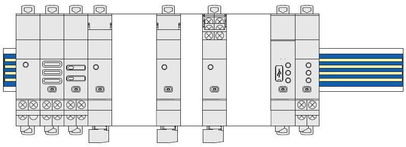 Questo tipo di connessione è consigliato quando molti moduli Nemo SX sono installati sulle stessa guida DIN.