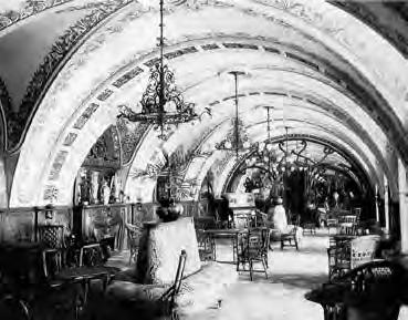 Basile, caffetteria del Grand Hôtel Villa Igiea all Acquasanta (pitture decorative di G. Enea), Palermo, 1899-1900: realizzazione della ditta C. Golia & C. (Archivio Fotografico, FD d Arch UniPa) Fig.