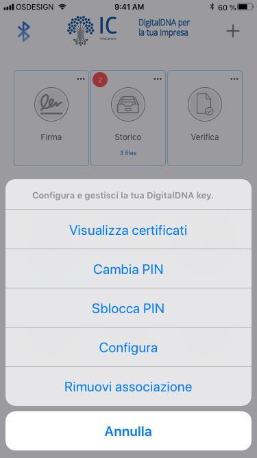 5.6. Gestione Dispositivo Cliccando su Gestione dispositivo nella schermata Home (Figura 9) si accede al menu che permette di interrogare, configurare e gestire le impostazioni della DigitalDNA Key