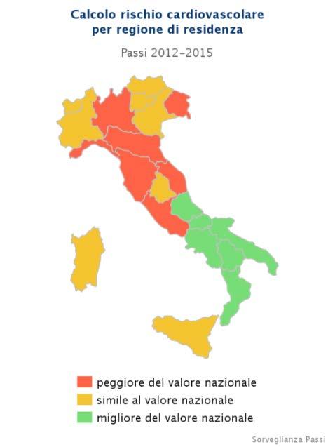 Nel Pool di ASL PASSI 2012-15 la percentuale di calcolo del rischio cardiovascolare persone controllate nei due anni precedenti l intervista è del 5.3%.