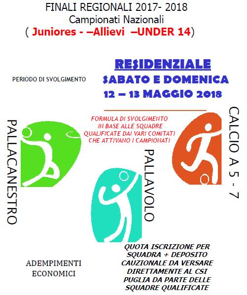 FINALI NAZIONALI OPEN 2017-2018 NUOVO FORMAT comunicato dalla DTN Centro Sportivo Italiano-Coordinamento Tecnico Attività Sportiva Incontro con i Direttori Tecnici Regionali del 7 ottobre 2017