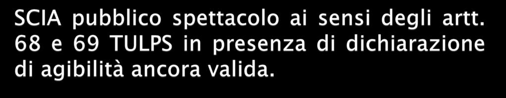 La presentazione della SCIA è ammessa anche in caso di ripetitività di un pubblico spettacolo, che si svolga utilizzando le stesse strutture e attrezzature già oggetto di precedente dichiarazione di