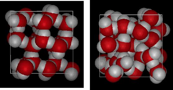 Ghiaccio e acqua Nel ghiaccio (acqua in fase solida) la struttura regolare mostra