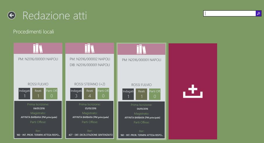 Scrivania Procedimenti Aggiunta Procedimento Menù