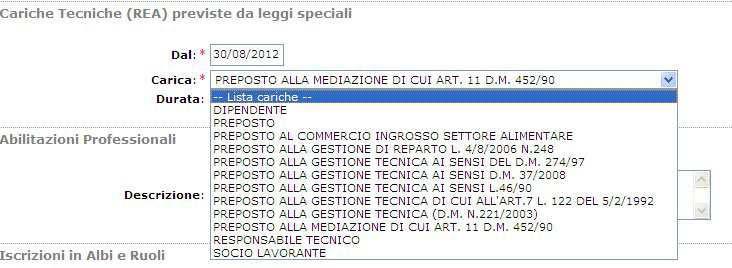 mediazione di cui art. 11 d.m. 452/90 (da utilizzare anche per i collaboratori esterni) - socio lavorante Le altre cariche previste nell elenco a discesa non sono pertinenti con l attività di