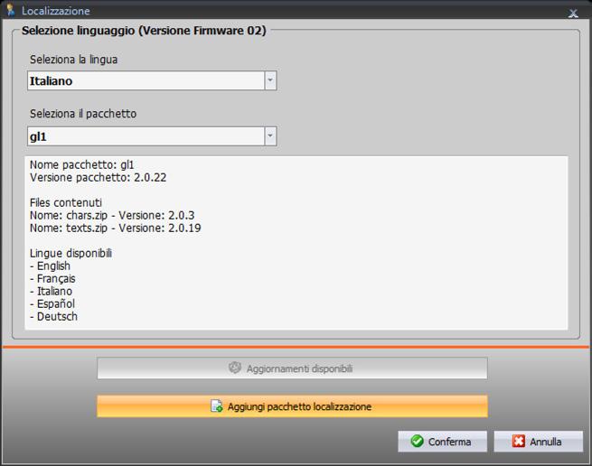 Configurazione del dispositivo 1 1. Avvia il software TiSwitchboardDevice. 2 4 3 2. Seleziona il pacchetto di localizzazione tra quelli già installati.