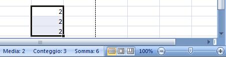 Microsoft Excel2007 La barra di stato In fondo alla finestra di Excel si trova la barra di stato che