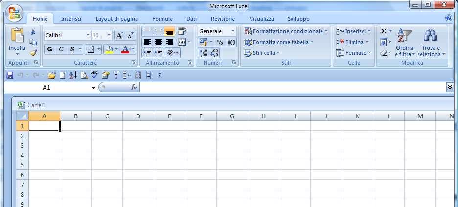 Microsoft Excel2007 Videata di lavoro di Microsoft Excel 2007 Pulsante