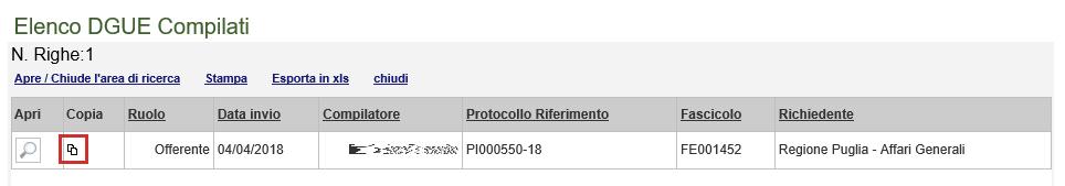 LINEE GUIDA PER GLI ENTI ADERENTI 9 Figura 14: Offerta Allegato DGUE In alto è presente una toolbar per la gestione della funzione.