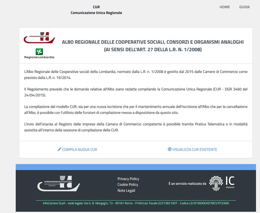 La compilazione della CUR Con l applicativo on-line disponibile all indirizzo http://arcos.