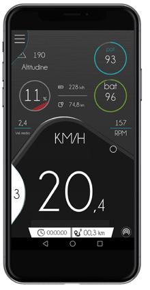 L applicazione mobile Ebikemotion per dispositivi smartphone consente al ciclista di integrare e monitorare svariati dati durante l uscita: funzioni motore, livello di carica della batteria, gestione