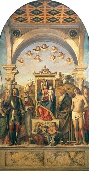 CAT. 611 Madonna col Bambino in trono tra i santi Caterina (?