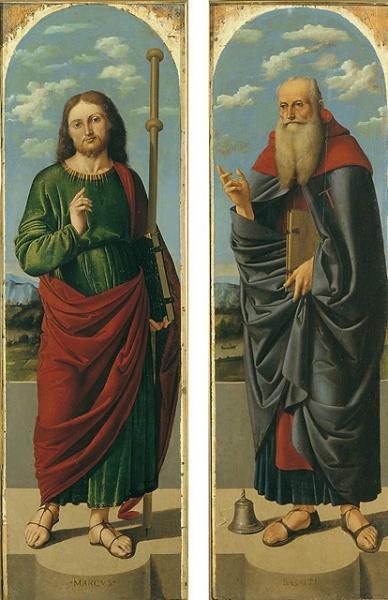 Caterina con i santi Rosa, Pietro, Giovanni Battista, l'annuncio ai