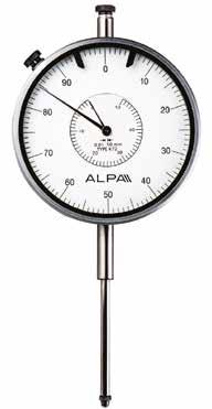 Dial indicators ø 88. Movement on jewel bearings, hardened stainless steel stem and spindle. Double dial reading. Accuracy according to UNI4180. Cylindrical mounting diameter ø 8.