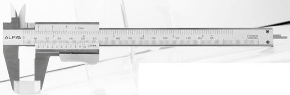 MONOBLOCK Vernier caliper A B C D L AB020150 0 150 40 20 15 230 16 AB020200 0 200 50 21 17 280 AB020300 0 300 62 17 27 19 400 Calibro a corsoio monoblocco.