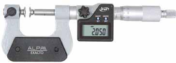 IP65 Digital universal micrometer EXACTO Accuracy C L BA03525 0 25 26 42 ± 0,002 BA03550 20 50 38 67 BA03575 50 75 50 92 ± 0,003 BA035100 75 100 62 118 Micrometro digitale IP65 con contatti