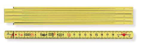 Metri in resina 9902 Metro snodabile giallo in resina LONGLIFE (poliammide rinforzata con fibre di vetro), molle impresse inserite nell angolo retto, scala incisa (CE III) con cifre decimali