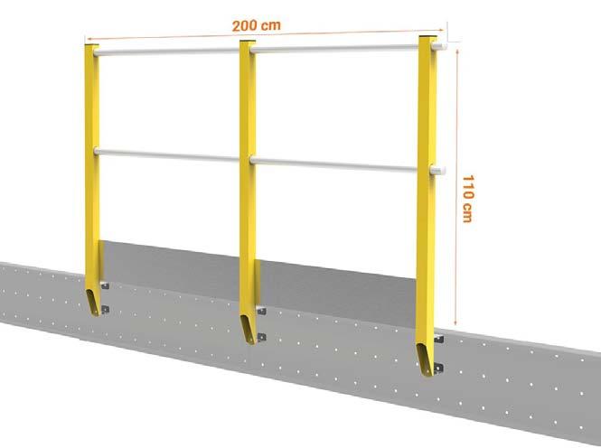 l'uno dall'altro. Colore pilastri: giallo Lunghezza kit m 2,00. Altezza kit m 1,10. Peso netto 23 Kg. Peso con 25 Kg. Cod.