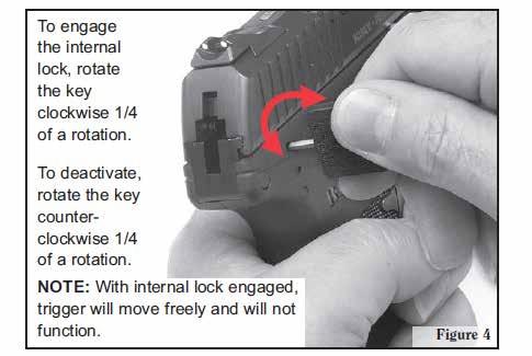 non autorizzati. Non riponete l arma con la chiave nella serratura del blocco. MAI inserire il blocco su un arma carica scaricare sempre prima di attivare il blocco.