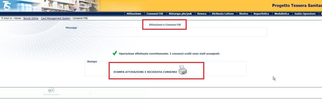 CARD MANAGEMENT SYSTEM GUIDA OPERATIVA Pag. 15 di 43 Cliccando sul tasto Conferma i dati vengono registrati a Sistema e resa disponibile la funzione di stampa.