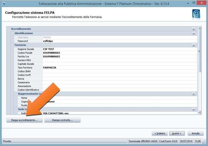 Una volta premuto il tasto per aderire al sistema FelPA compare la videata seguente: Occorre riempire il modulo con tutti i dati ed eseguire l accreditamento.