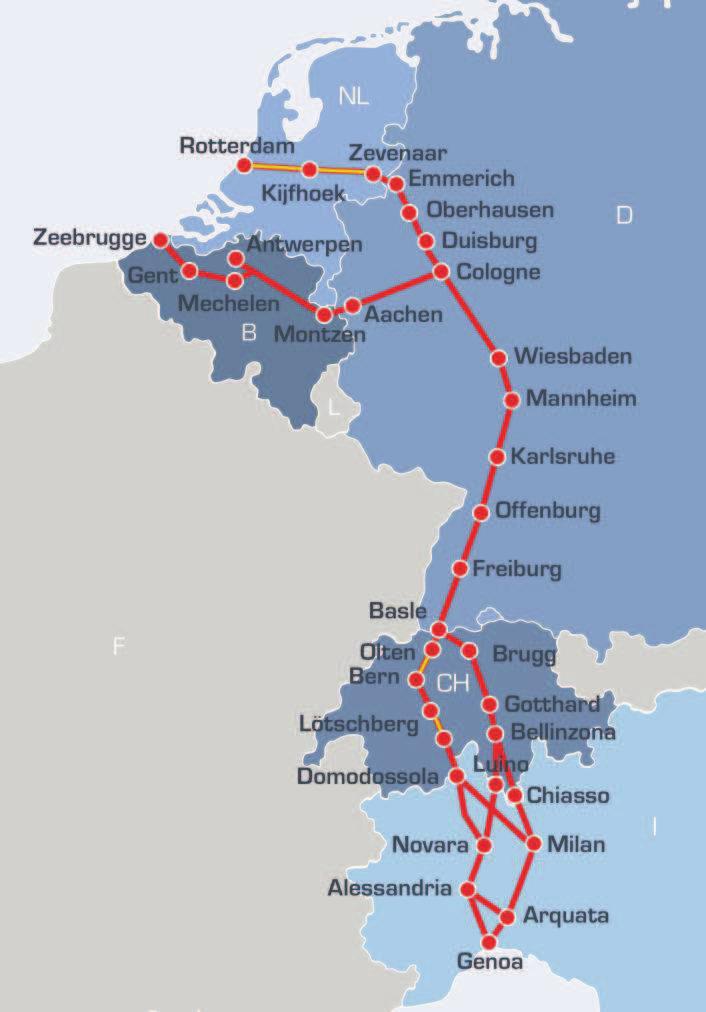 Corridoio merci europeo 1 Figura 3 Asse del Lötschberg-Sempione Attualmente dei due assi ferroviari nord-sud svizzeri unicamente l asse del Lötschberg-Sempione è idoneo al trasporto di semirimorchi