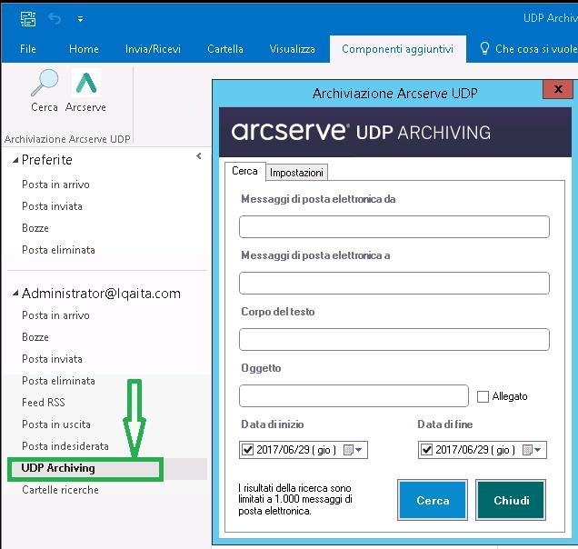 Aggiunta di UDP Archiving come plug-in di