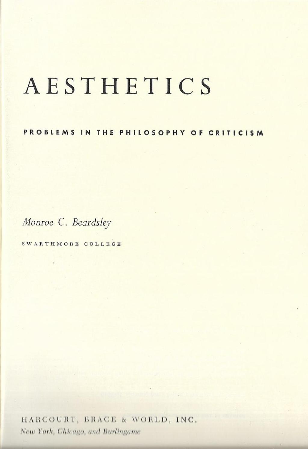 Monroe Beardsley, Aesthetics, New