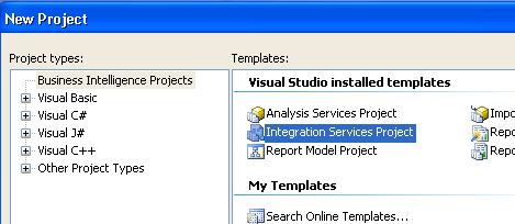 Intelligence di tipo Integration services Project SQL Server