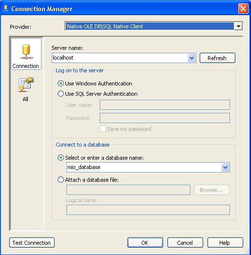 Database and data mining group, Control flow: Execute SQL Task (2) Prima di poter eseguire un comando SQL è necessario definire una connessione verso la base di dati Creazione di una nuova