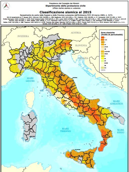 Zona 1: sismicità alta, 3.