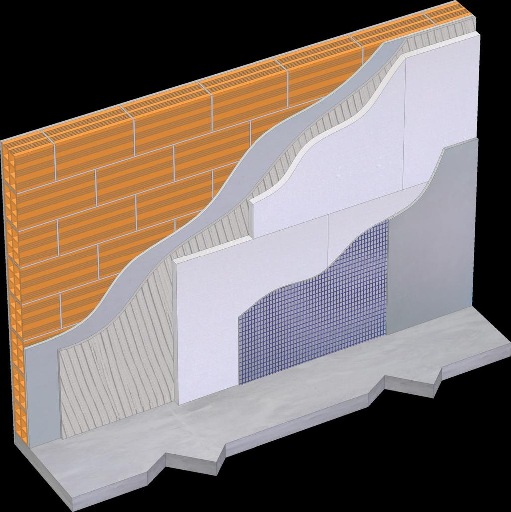 Le lastre in silicato di calcio isolstyle si applicano in aderenza su tutti i tipi di muratura, senza la necessità di strutture di supporto, utilizzando un apposito (3) collante/rasante traspirante.