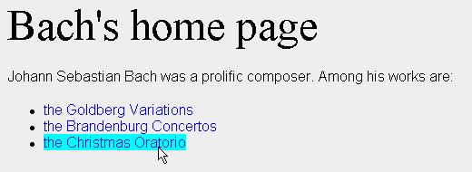 CSS: Esempio CSS: Esempio UL { font-style: italic; font-weight: bold; } A:link { text-decoration: underline } A:link, A:visited { text-decoration: none } A:hover { background: cyan } CSS: