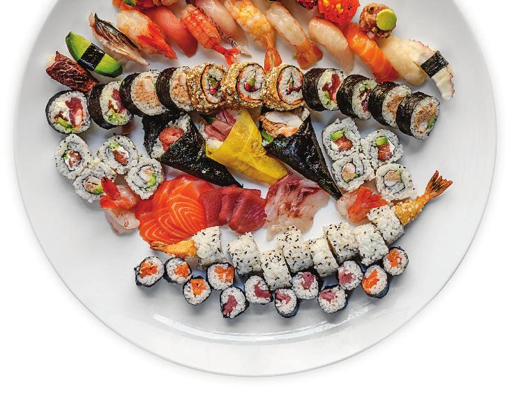 Sushi Inki mix di sushi, maki e sashimi - mix of sushi, maki and sashimi 25 PEZZI Sashimi (salmone/salmon, tonno/tuna, gambero cotto/cooked prawn, polipo/octopus, capasanta/scallop, gambero crudo/raw