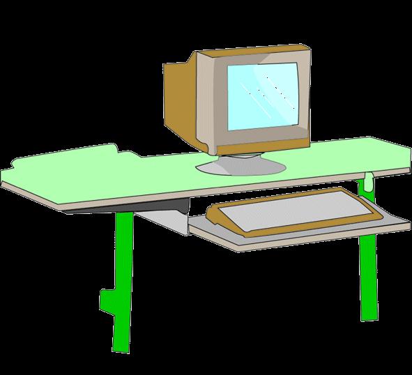 IL PIANO DI LAVORO DEVE ESSERE con bordi arrotondati di colore neutro e superficie opaca regolabile in altezza (67-77 cm.