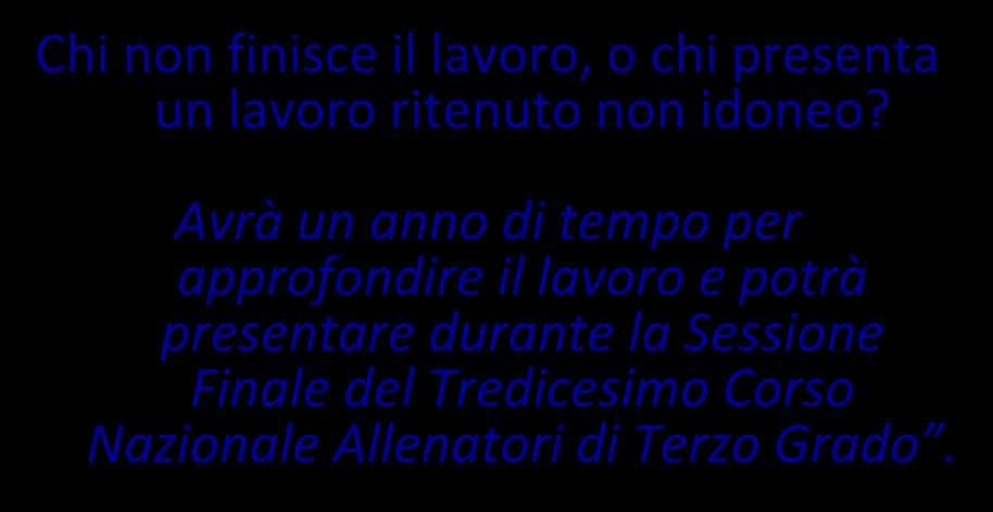 VALUTAZIONE FINALE Chi non finisce il lavoro, o chi presenta