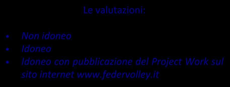 VALUTAZIONE FINALE Le valutazioni: Non idoneo Idoneo Idoneo con