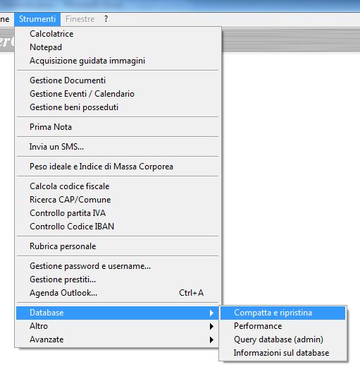 Compattazione del database.