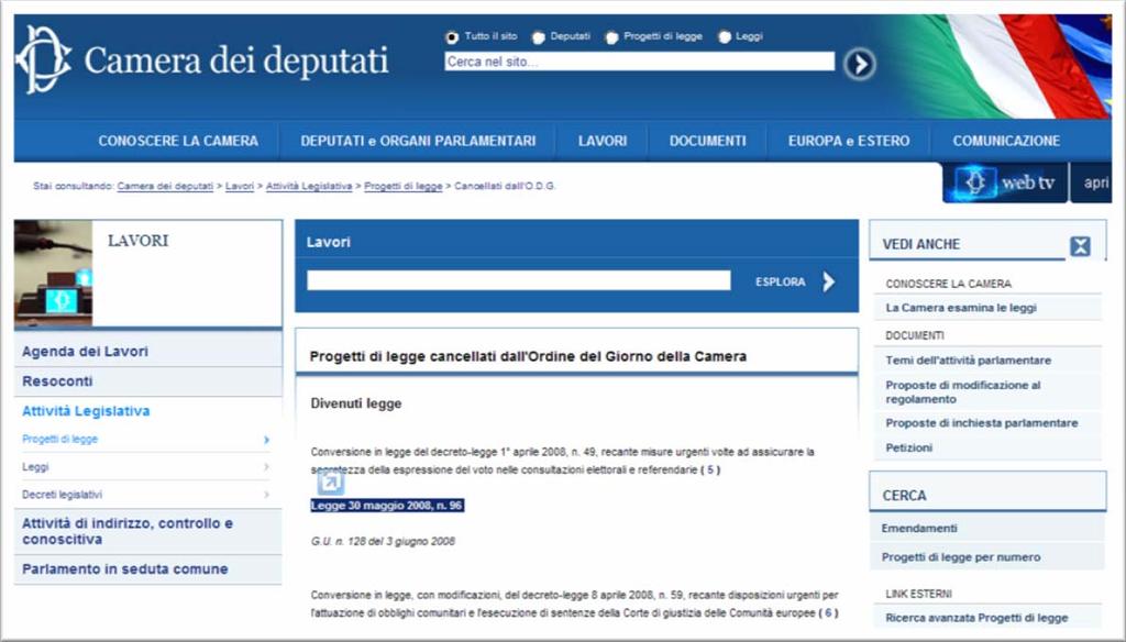 Riferimenti da Banche Dati esterne alla banca dati Normattiva (2) es.