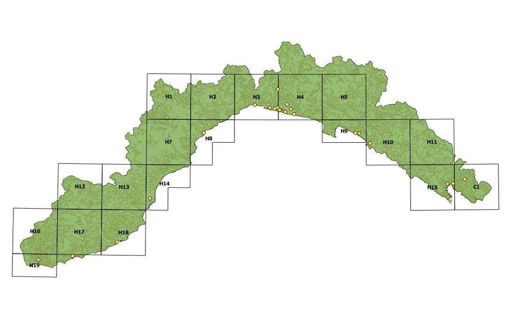 LIGURIA Sn stati selezinati 26 siti mnitrati mediante trapple BG-Sentinel (13 siti), Gravid traps (12 siti), CDC a ghiacci secc (1 sit).