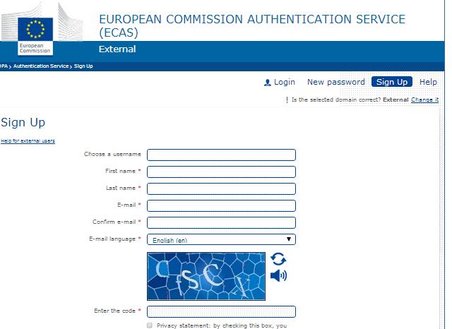 1_ACCOUNT ECAS Preliminarmente bisogna ottenere uno user account ECAS - European Commission Authentication Service, che permette di