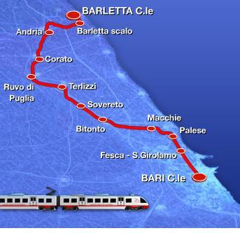 azioni e scenari di Ferrotramviaria S.p.A.: il servizio collegamento interprovinciale (70 km) Si sviluppa tra il capoluogo di Regione (Bari) di 350.