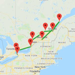 Tour Canada Est: Ontario & Quebec in breve... Itinerario: Montreal, Wendake, Tadoussac, Quebec, Mauricie, Ottawa, 1.
