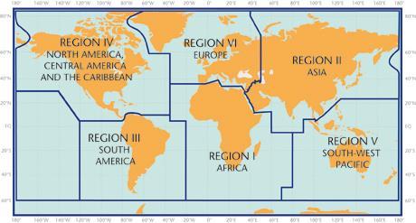 ORGANI COSTITUENTI WMO Regional Associations Coordinano le attività meteorologiche e