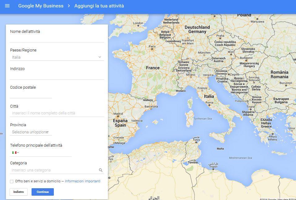 Aggiungi la tua attività Inserisci il tuo indirizzo e compila i campi richiesti per verificare la tua attività