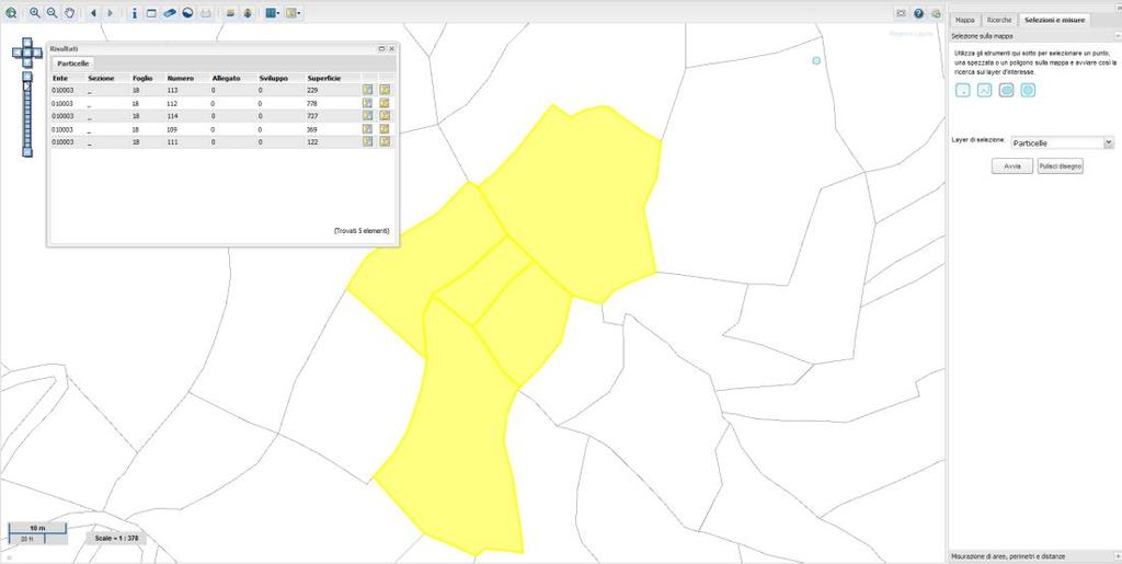 Cliccare sul pulsante Avvia: gli oggetti trovati vengono evidenziati sulla mappa, il numero totale viene