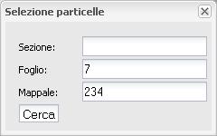 Funzioni Base per la Generazione del CDU Ricerca particelle La funzionalità di ricerca particelle permette di individuare una o più particelle catastali su cui effettuare il carotaggio ai fini del