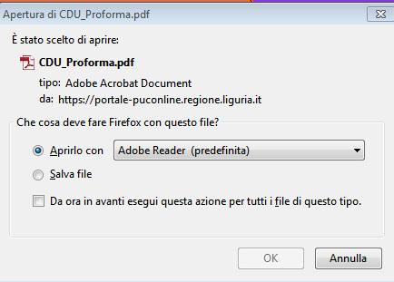 Il secondo è abilitato solo per quegli utenti che hanno i permessi di modifica del CDU. Viene creato un file con estensione.