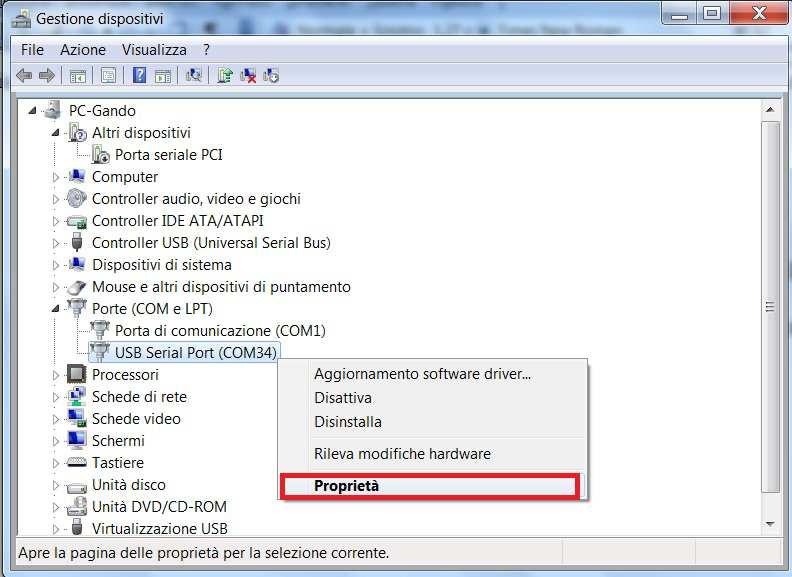 DATALOGGER D200 Pag. 10 di 18 1) Controllare il numero di porta seriale (Serial Port).