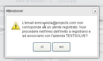 Il sistema visualizza la seguente maschera in cui l utente primario inserisce l indirizzo e-mail dell utente